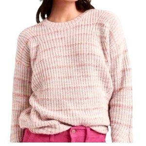 Lucky Brand Womens Marled Stripe Crewneck Sweater S Pink Knitted Feminine Boho